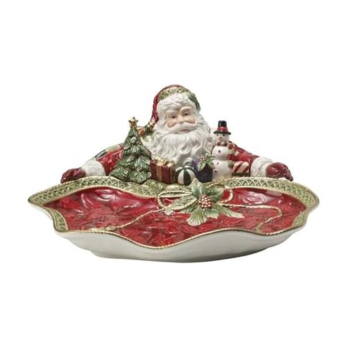 Fitz and Floyd Holiday Home Santa Figural Serving Bowl, 13.5 inch, Red