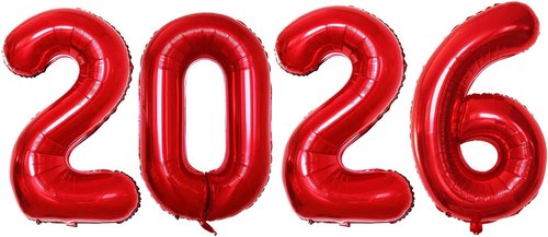GOER 42-Inch Red Foil Number Balloons - Perfect for 2026 New Year’s Eve & Graduation Celebrations