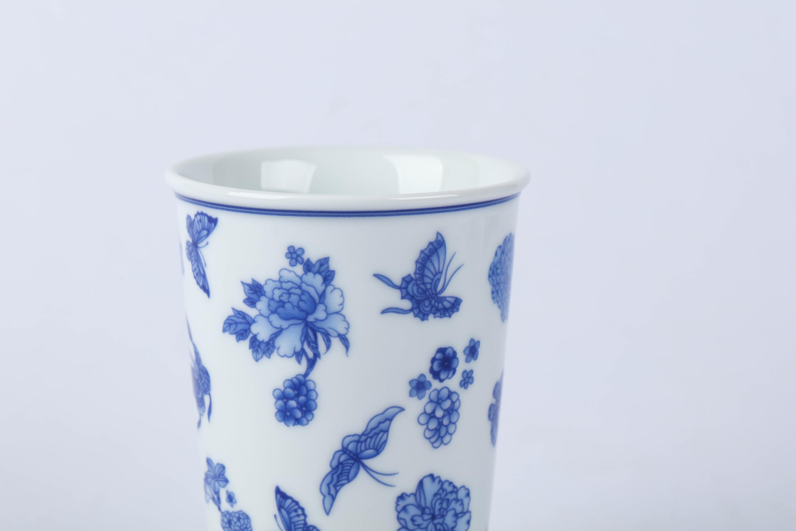 meicilin 14 oz ceramics Handmade blue and white Retro Coke cups coffee tea set of 4 china Coffee Mugs for Tea, Milk,Dishwasher and Microwave Safe，Free gift soft silicone cover and gift box