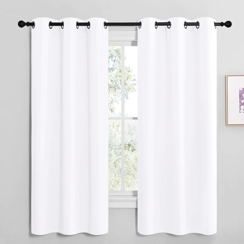 NICETOWN White Small Window Blackout Curtain Panels - 50% Light Blocking | Set of 2 (42" x 68") for Bedroom & Dining Room