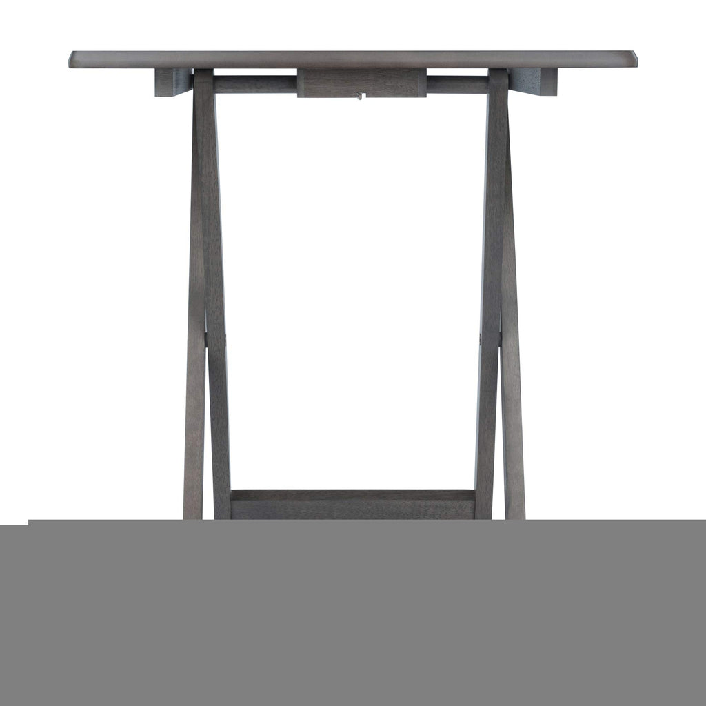 WINSOME Dorian Oversized Snack Table Set, Oyster Gray (Brown Base) (replace color may vary)., 23.62 x 15.75 x 25.51, 5pc