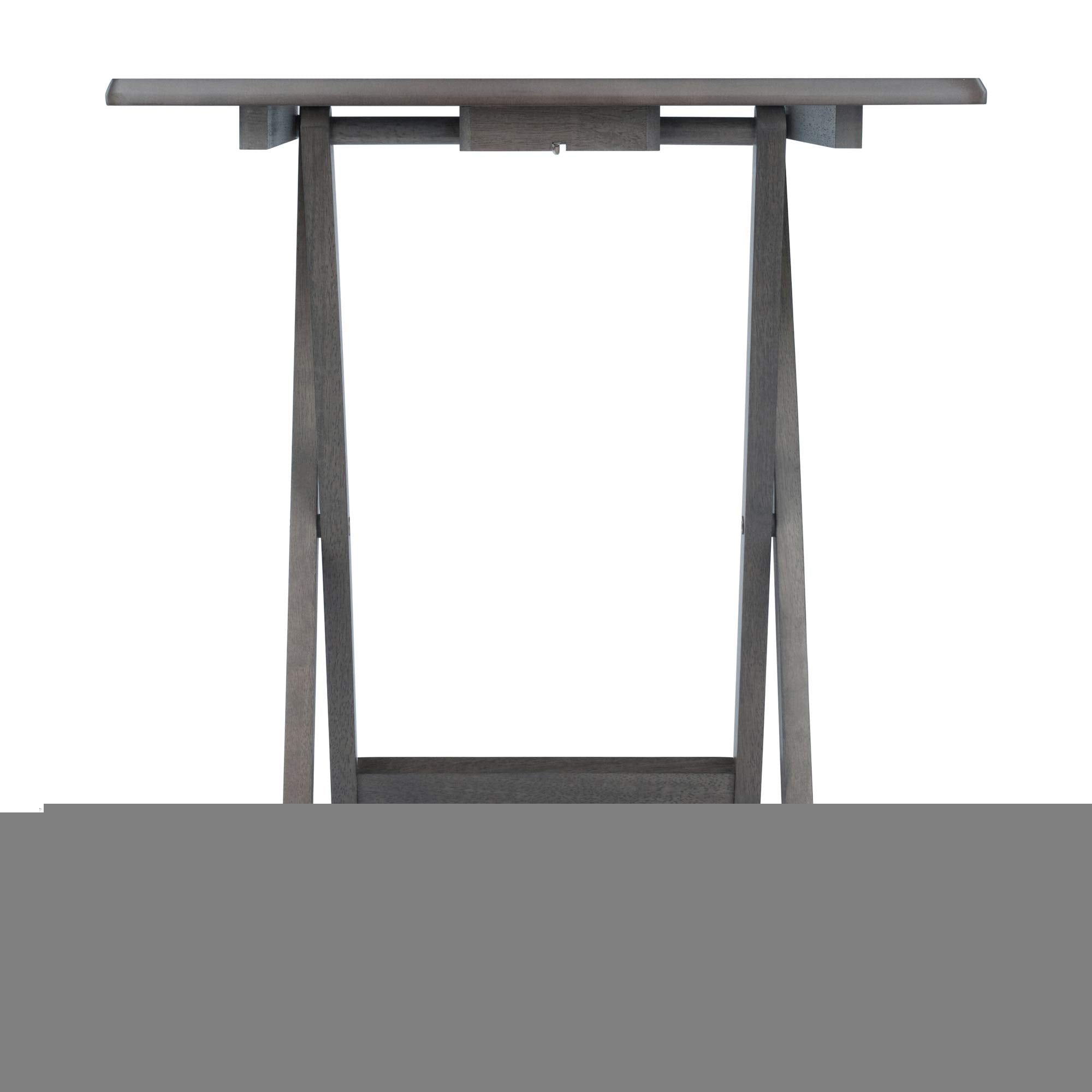 WINSOME Dorian Oversized Snack Table Set, Oyster Gray (Brown Base) (replace color may vary)., 23.62 x 15.75 x 25.51, 5pc