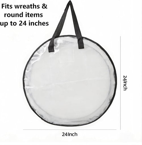 Hayoulabo Clear Christmas Wreath Storage Bags - Waterproof 24 Inch Container with Dual Zipper & Reinforced Handles for Holiday Decor Organization