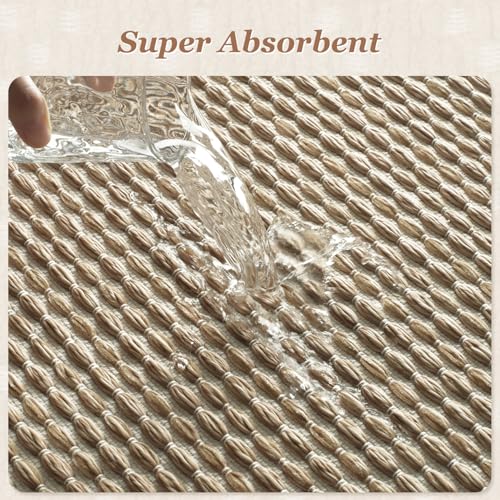 AMOAMI Woven Bath Mat - Super Absorbent Non-Slip Rug, 24" x 36", Brown