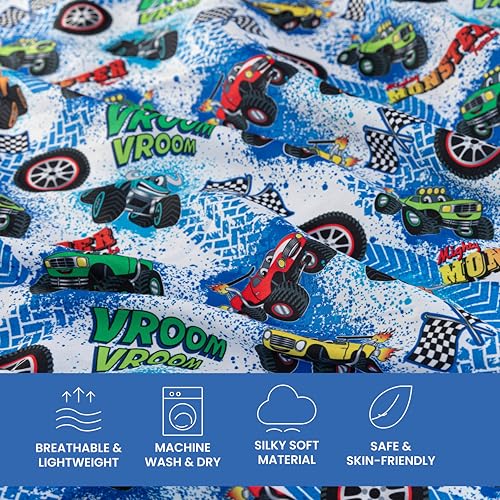 Monster Trucks Fitted Baby Crib Sheet - 1 Pack, Soft & Breathable
