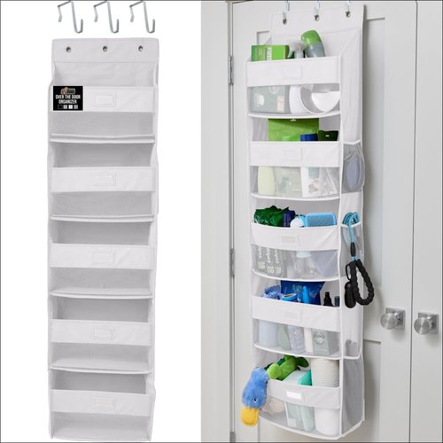 GORILLA GRIP Over The Door Organizer - 5 Deep Shelves for 50lbs Storage | 58x15 Inches, White