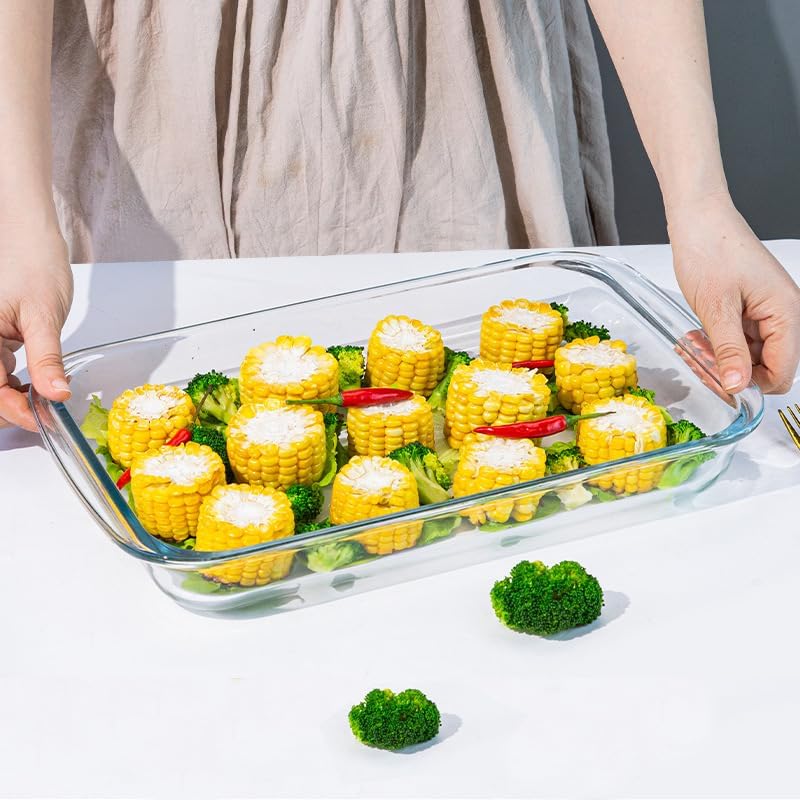Regine Switzerland 1.7 Quart Deep Glass Baking Dish - Versatile Rectangular Bakeware for Lasagna & Leftovers | Oven & Dishwasher Safe