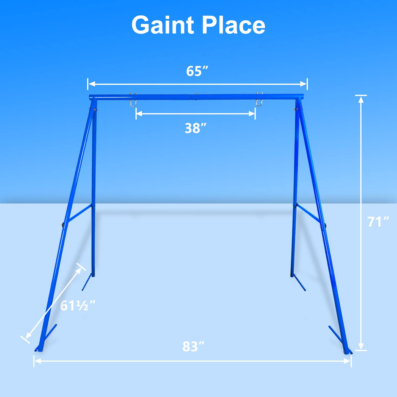 440lbs Heavy Duty A Frame Swing Stand, 71" Height Full Metal Frame, Anti-Rust and All Weather Resistant, Suit Saucer and Chair for Kids in Backyard, Outdoor (Blue Frame Without Swing)