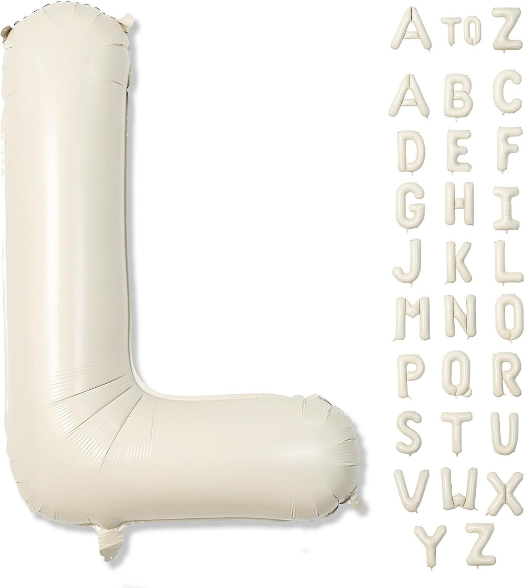 Skiennix Large Mylar Helium Alphabet L Balloon - 40 Inch Beige Foil Letter for Birthday Party Decor