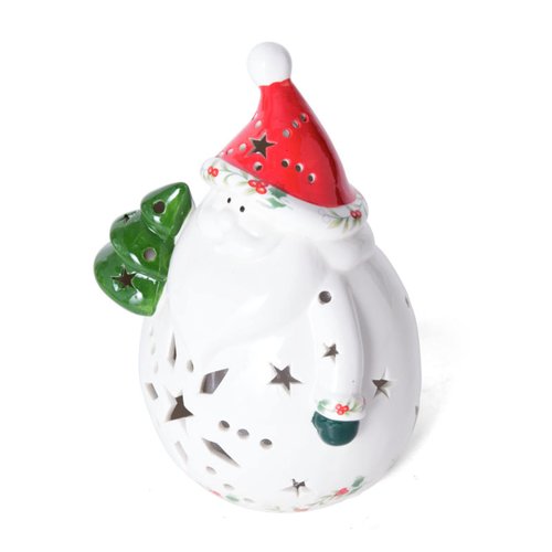 Pfaltzgraff Winterberry Santa Light Decorative Figurine, 7.5 inch White
