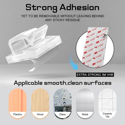 KGROTE Cable Clips - 100PCS Strong Adhesive Wire Holders for Desk, Wall, Car & TV | Clear Medium Size