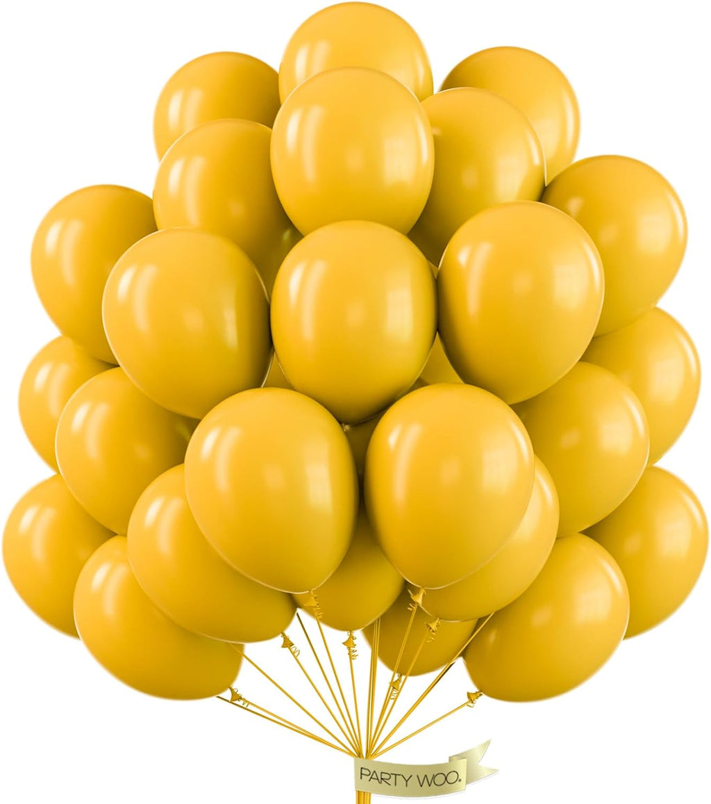 PartyWoo Mustard Yellow Balloons - 100pcs 12 Inch Boho Neutral Fall Decorations for Events