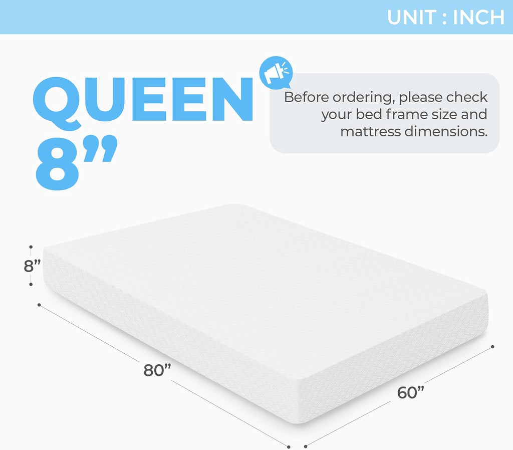 Neo Sleep Queen Cooling Gel Memory Foam Mattress - Medium Firm, CertiPUR-US Certified, Enhanced Pressure Relief, 8 Inch