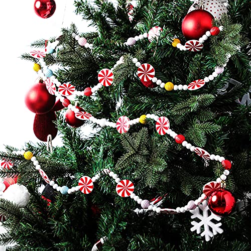 9 ft Candy Bead Garland for Christmas Tree Decoration - Wood & Candy Pattern
