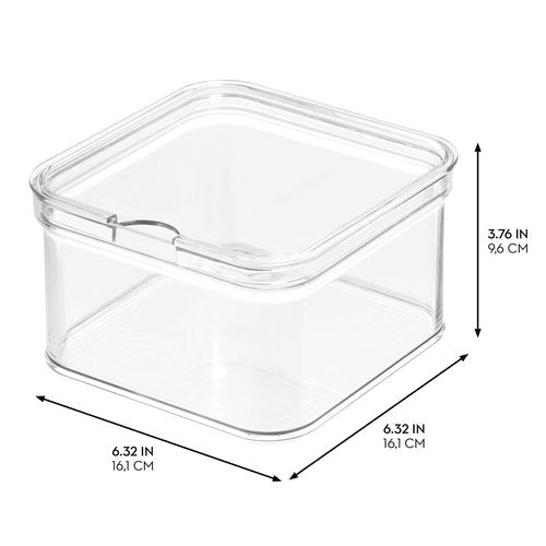 iDesign Stackable Fridge Organizer Bins with Lids for Fresh Produce - Set of 6 - Clear