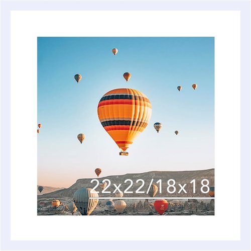 JCJMY 22x22 Picture Frame - White Wall Hanging Frame with Shatter-Resistant Plexiglass & 18x18 Mat