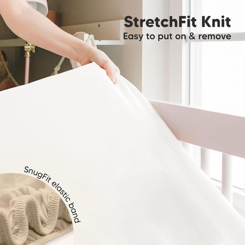 KeaBabies Baby Crib Sheets - 2-Pack Soft & Cozy Viscose Bamboo Fitted Mattress Covers | 52x28 Khaki