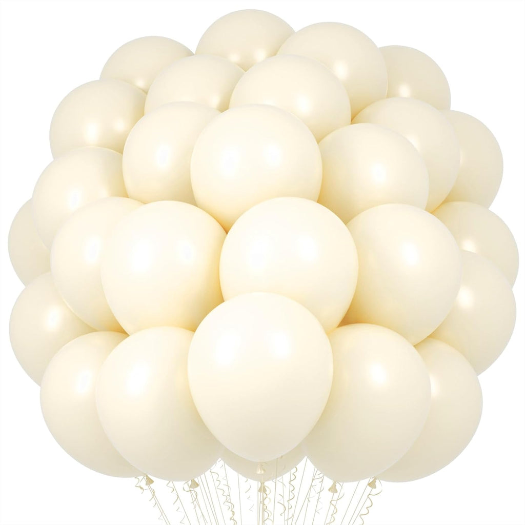 Voircoloria Ivory White Balloons - 66-Pack 12-Inch Latex Party Balloons for Weddings & Celebrations