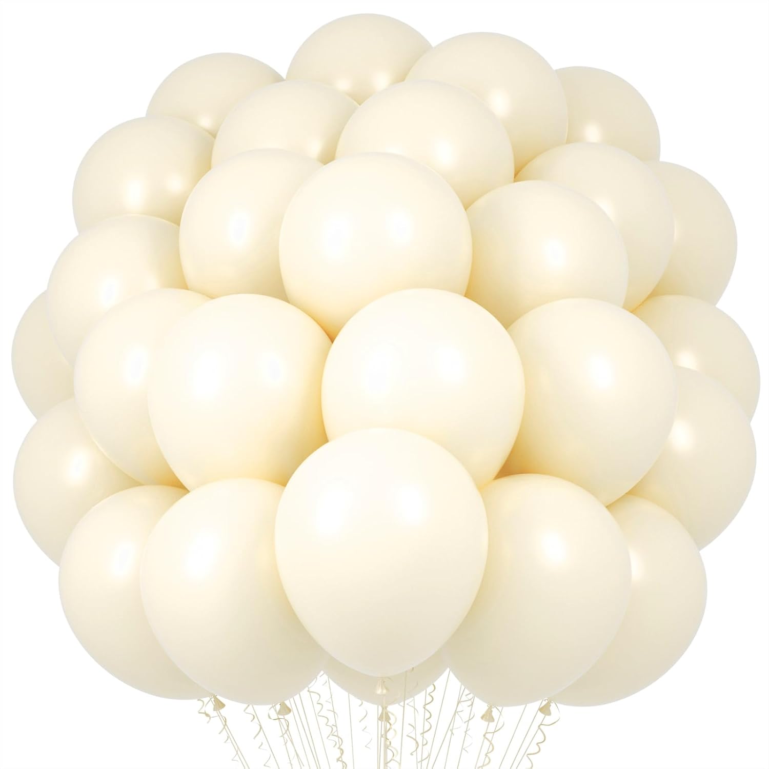 Voircoloria Ivory White Balloons - 66-Pack 12-Inch Latex Party Balloons for Weddings & Celebrations