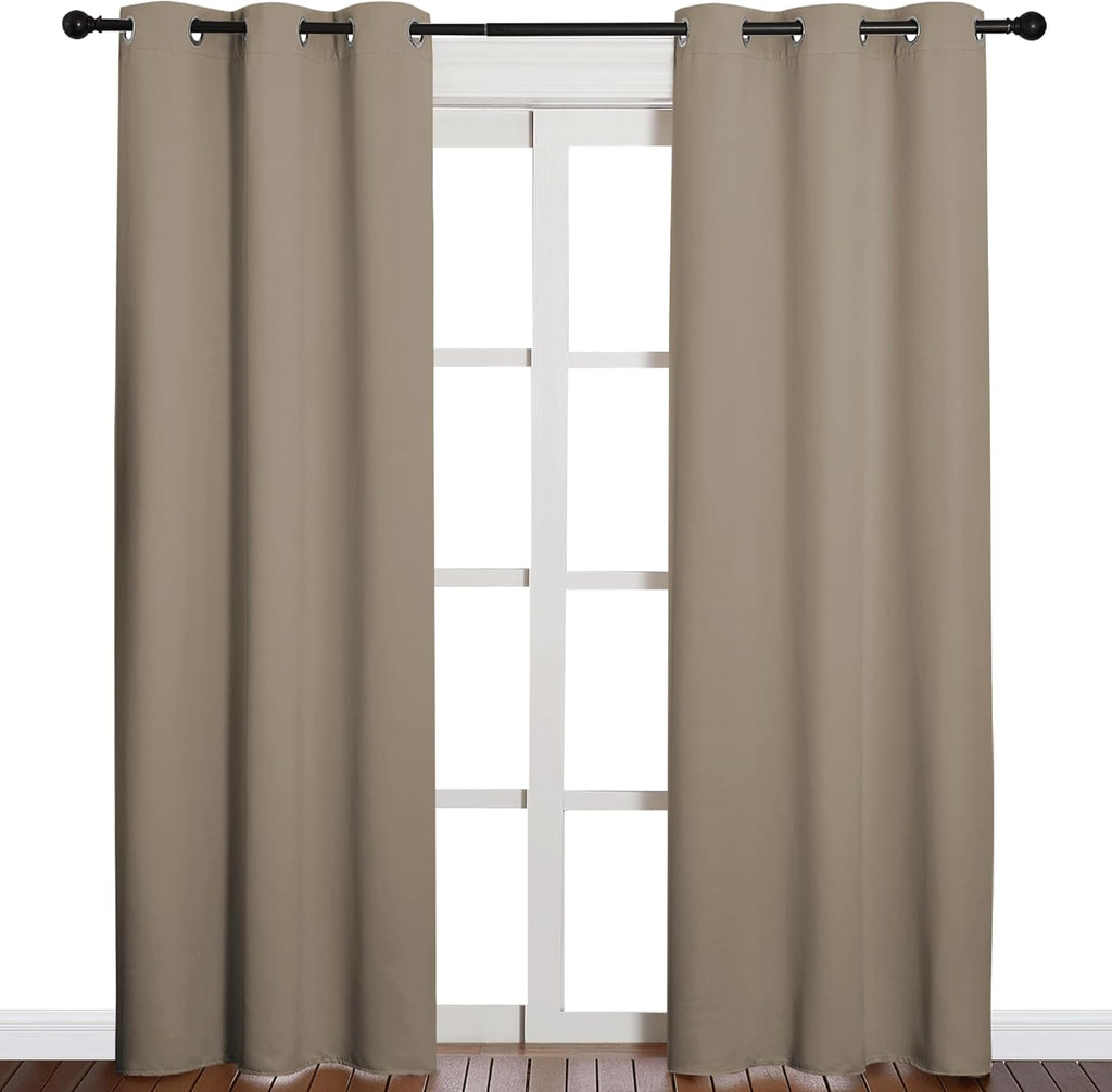 NICETOWN Blackout Curtains - Thermal Insulated Grommet Drapes for Office & Theater | Taupe, 84 Inches