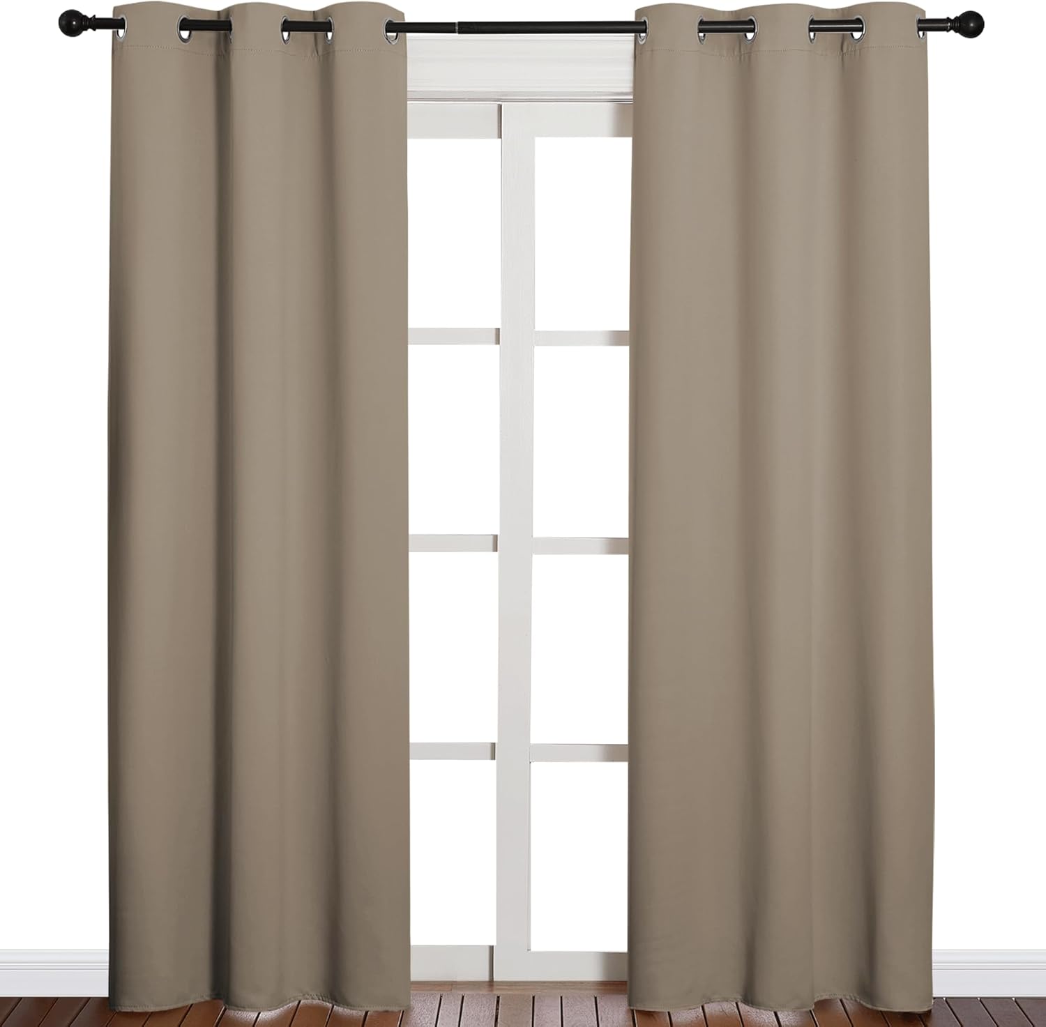 NICETOWN Blackout Curtains - Thermal Insulated Grommet Drapes for Office & Theater | Taupe, 84 Inches