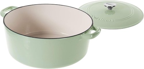 Cuisinart Enameled Cast Iron Casserole - 7-Quart Round Dish in Mint Green for Perfect Cooking