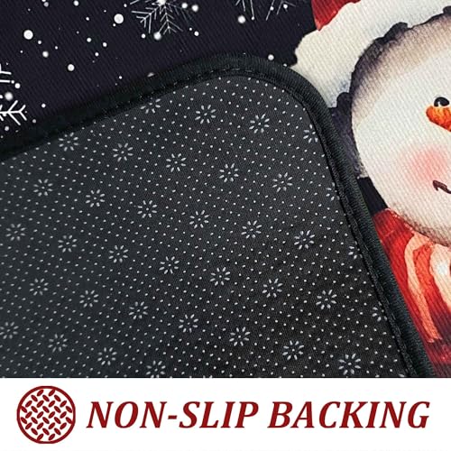 Black Snowman Snowflake Christmas Kitchen Rugs Set of 2 - 17x47 and 17x30 Inches, Non-Slip Holiday Floor Mats for Home & Kitchen, Variation: Black / 1'5" x 3'11"