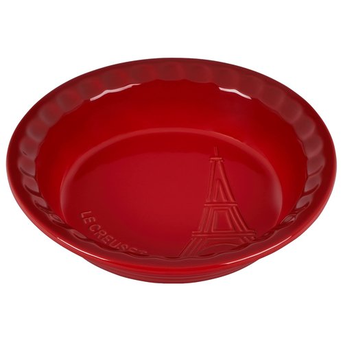 Le Creuset Eiffel Tower Collection Stoneware Pie Dish, 9", Cerise