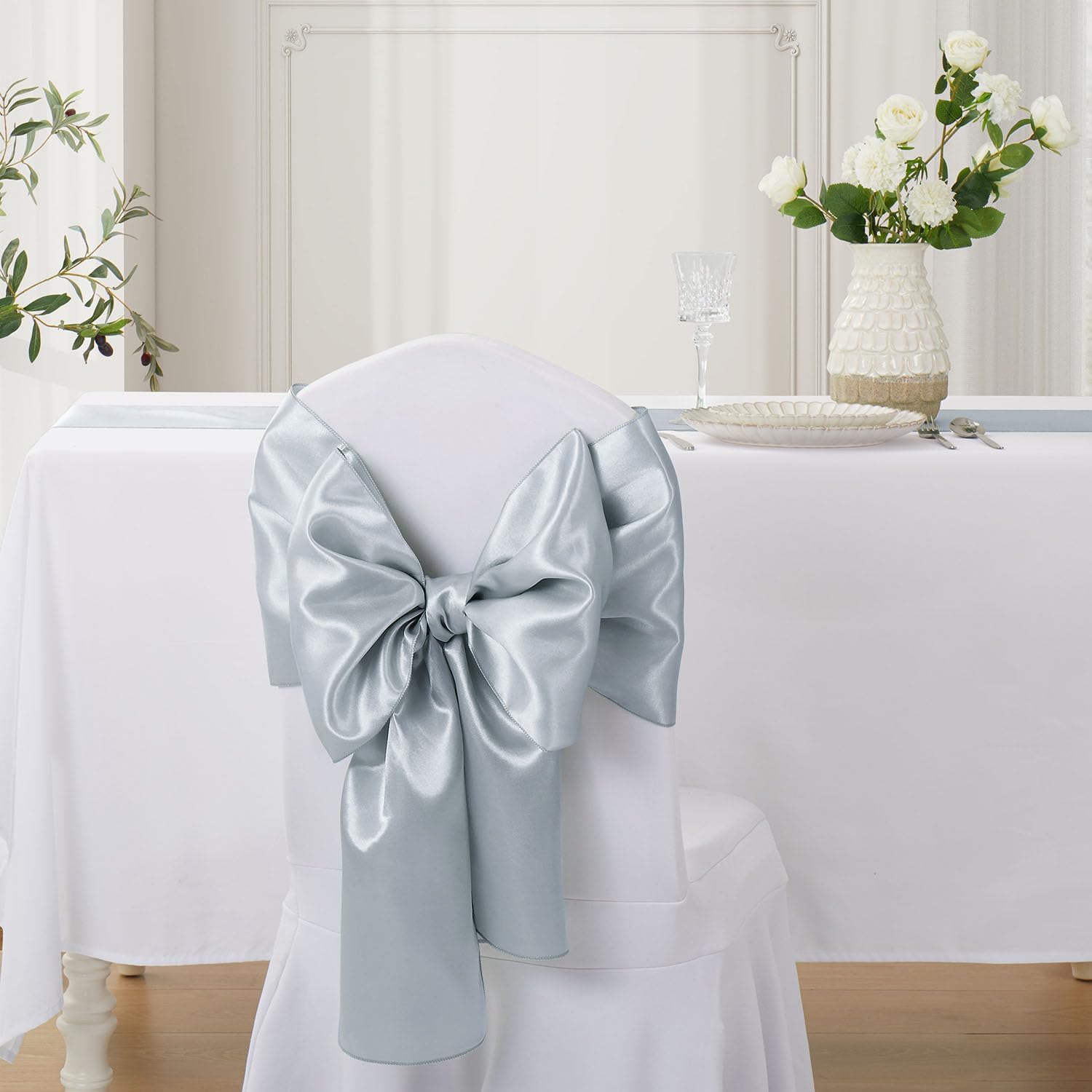 Silver Table Runner by [Brand Name] - 12 Pack, 12x108 Inches, Satin Silk-Like Smooth Decor for Weddings & Parties