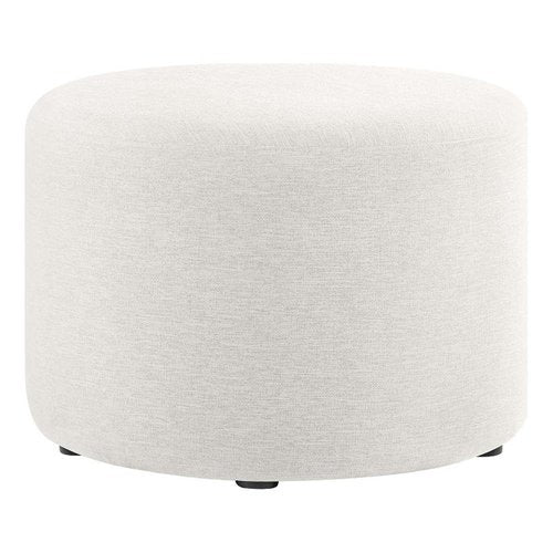 Modway Callum 23 Inch Round Ottoman in Ivory Fabric, Woven Heathered Fabric - Upholstered Ottoman for Living Room - Ottoman Side Table, Small Ottoman Coffee Table - Accent Table or Footrest Ottoman