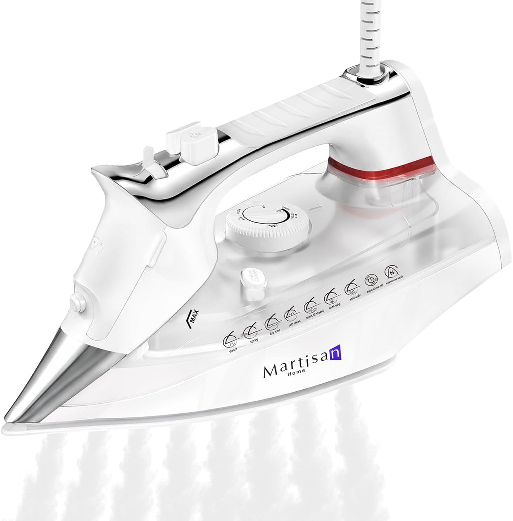 Martisan Steam Iron - 1800W Nano Ceramic Soleplate | Dynamic Steam Burst & Precise Thermostat for All Fabrics
