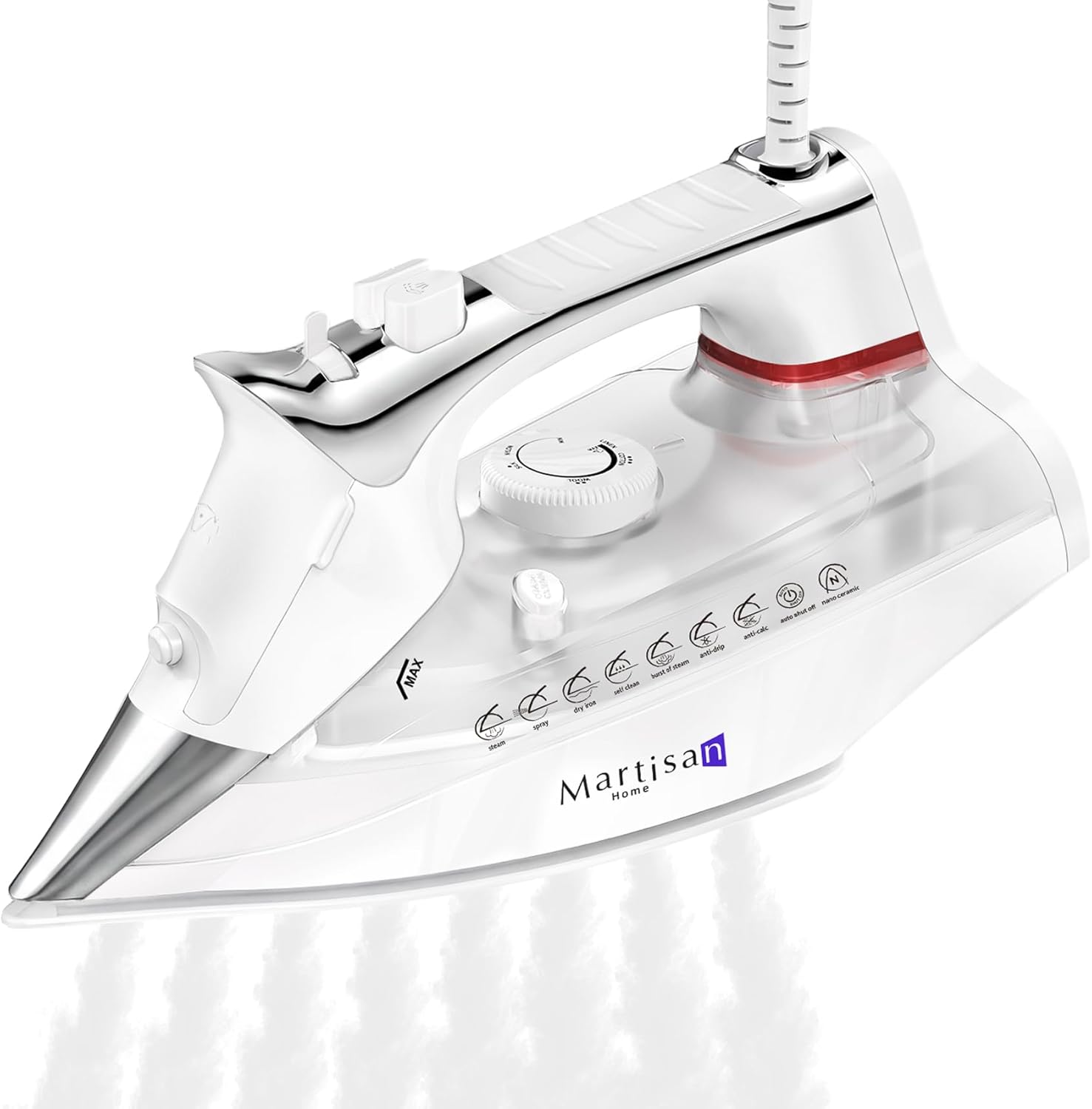 Martisan Steam Iron - 1800W Nano Ceramic Soleplate | Dynamic Steam Burst & Precise Thermostat for All Fabrics
