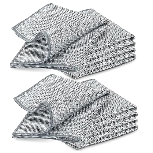 10 PCS Double Layer Stainless Steel Wire Dishwashing Cleaning Cloths
