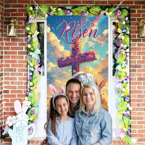 Easter Door Cover - 71x35 Inch Bunny & Egg Decoration Banner