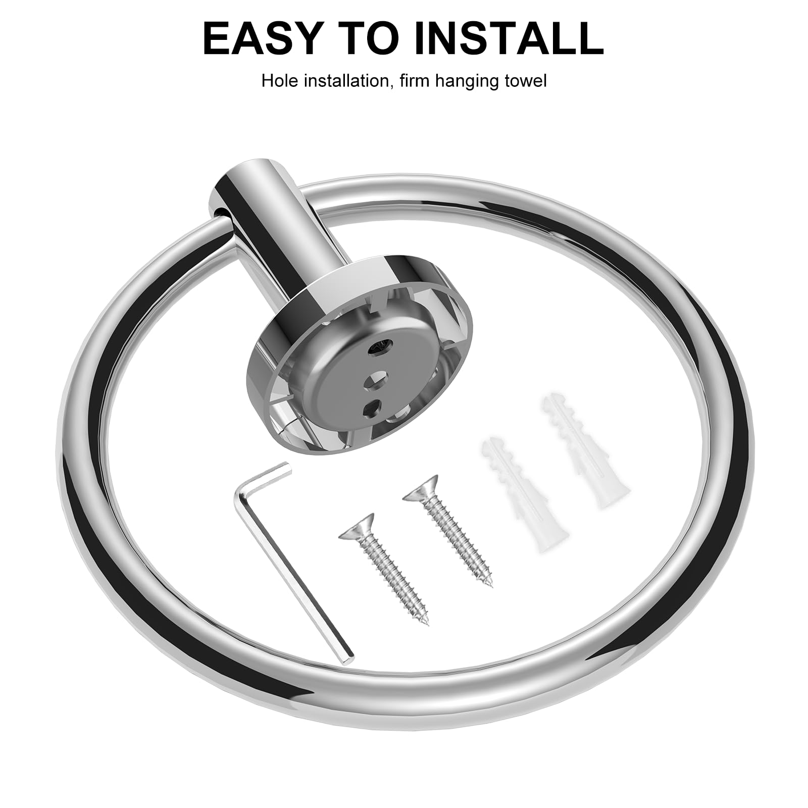 SetSail Towel Holder for Bathroom Wall Stainless Steel Hand Towel Ring Heavy Duty Towel Hanger for Bathroom, ‌Mirror Silver