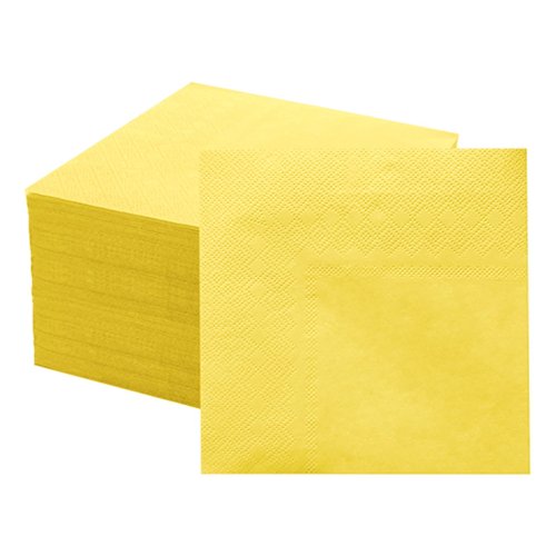 100 Pcs 2-Ply Light Yellow Napkin Disposable Cocktail Napkin Beverage Napkins Dessert Napkins for Dinner, Wedding,Birthday, Party, Bridal Anniversary Reception Event (Yellow)