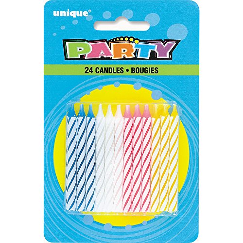 Bright Multicolor Spiral Birthday Candles - 24 Pack, 2.5"