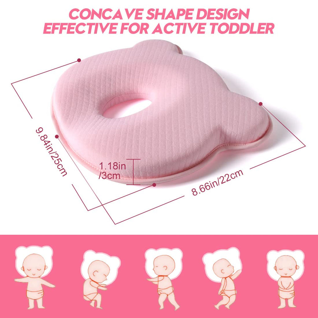 BIKBOK New Memory Foam Soft and Cozy Pillow Head Neck Support Pillow for Car Seat Breathable Bedding Set (Pink)