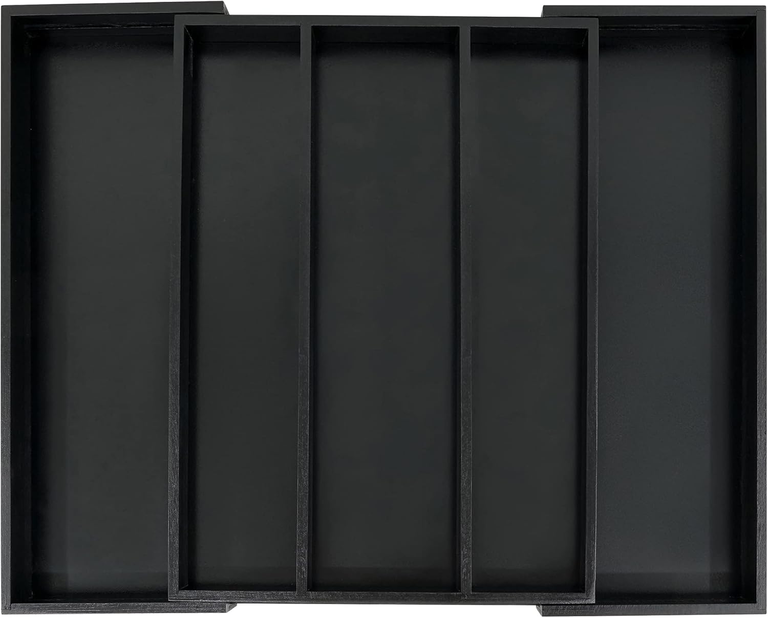 Utoplike Bamboo Drawer Organizer - Adjustable Black Silverware Holder & Cutlery Tray | Expandable Divider for Kitchen & Bedroom