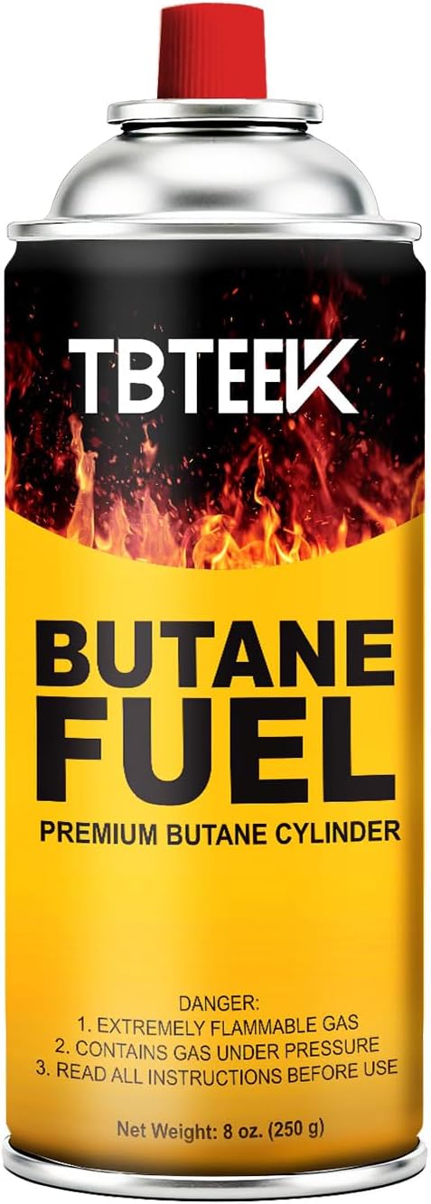TBTeek Butane Fuel Canister - 8 Oz Premium Pure Refined Butane Gas for Kitchen Torch & Camping Use