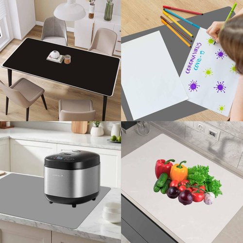 84''x24'' Large Silicone Mat for Kitchen Counter, Non-Slip Heat Resistant Countertop Protector, Waterproof Multipurpose Mat for Kitchen Island, Semitransparent