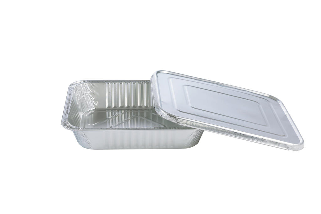 Aluminum Pans With Lids 9x13 [10 Sets] Aluminum Foil Pans Trays With Lids - Half Size Tin Foil Disposable Pans For Baking, Cake Serving Dishes, Roasting, Heating, Serving & Lining Steam-Table Trays