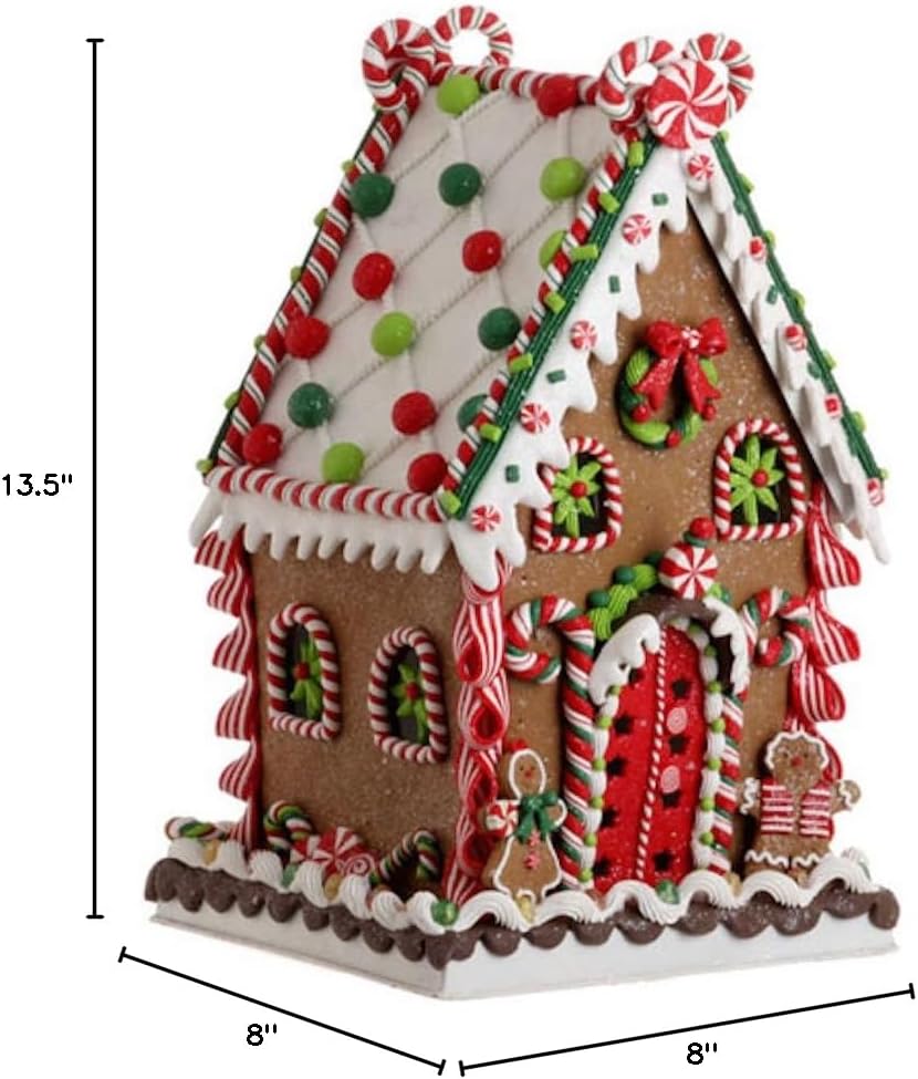 RAZ Imports - Multicolored Gingerbread House Decor - 13.5 Inches for Festive Holiday Cheer