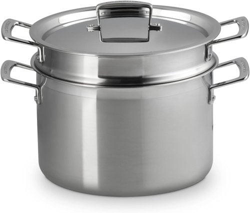 Le Creuset Stainless Steel Deep Pasta Pot - 3-Ply Construction, 7.5qt Capacity with Sieve