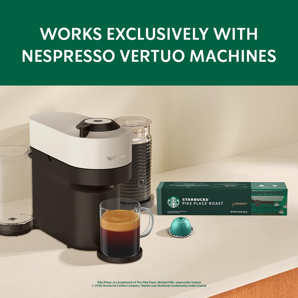 Starbucks by Nespresso Vertuo Coffee Pods - Pike Place Medium Roast, 30-Count, 7.8 oz Brews