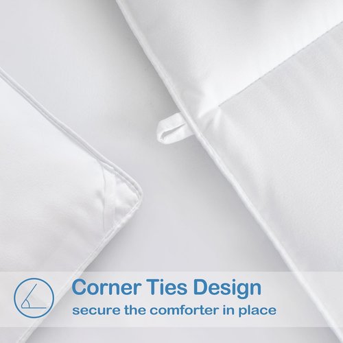 EASELAND Queen Size Down Alternative Comforter - Soft, Lightweight Quilted Duvet for All Seasons | White 88x88 Inches