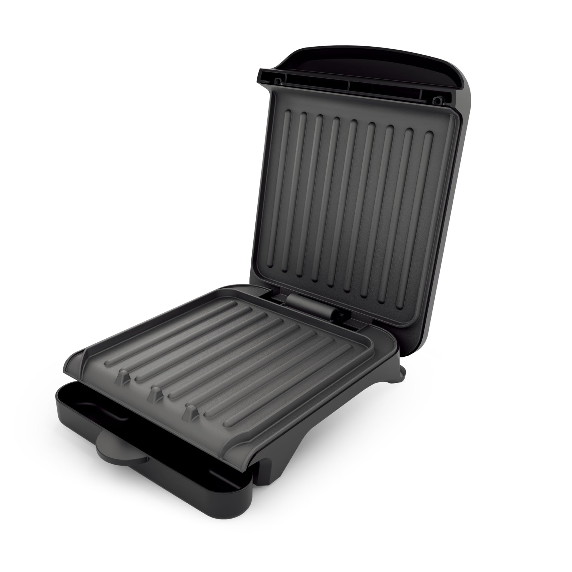 OVENTE 2-Serving Electric Indoor Grill & Panini Press with Easy Clean Non-Stick Plate Coating, Opens 180 Degrees, 8.15" x 7.4" Space Saving Design, 750W Contact Grill for Burgers & More, Black GP222B
