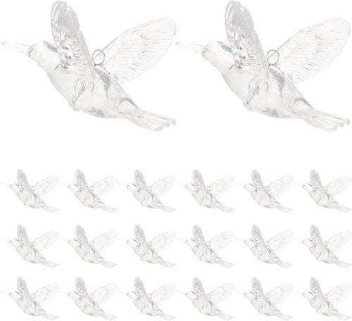 Abaodam Hummingbird Ornament - Clear Acrylic Flying Birds Decoration for Home & Garden