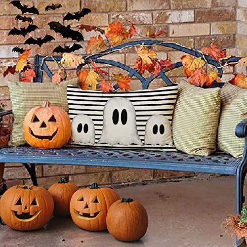 GEEORY Halloween Ghost Lumbar Pillow Cover - 12x20 Inch Decorative Cushion for Fall