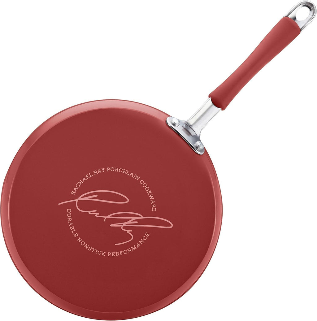 Rachael Ray Cucina Nonstick Cookware Set - 12 Piece in Cranberry Red for Effortless Cooking